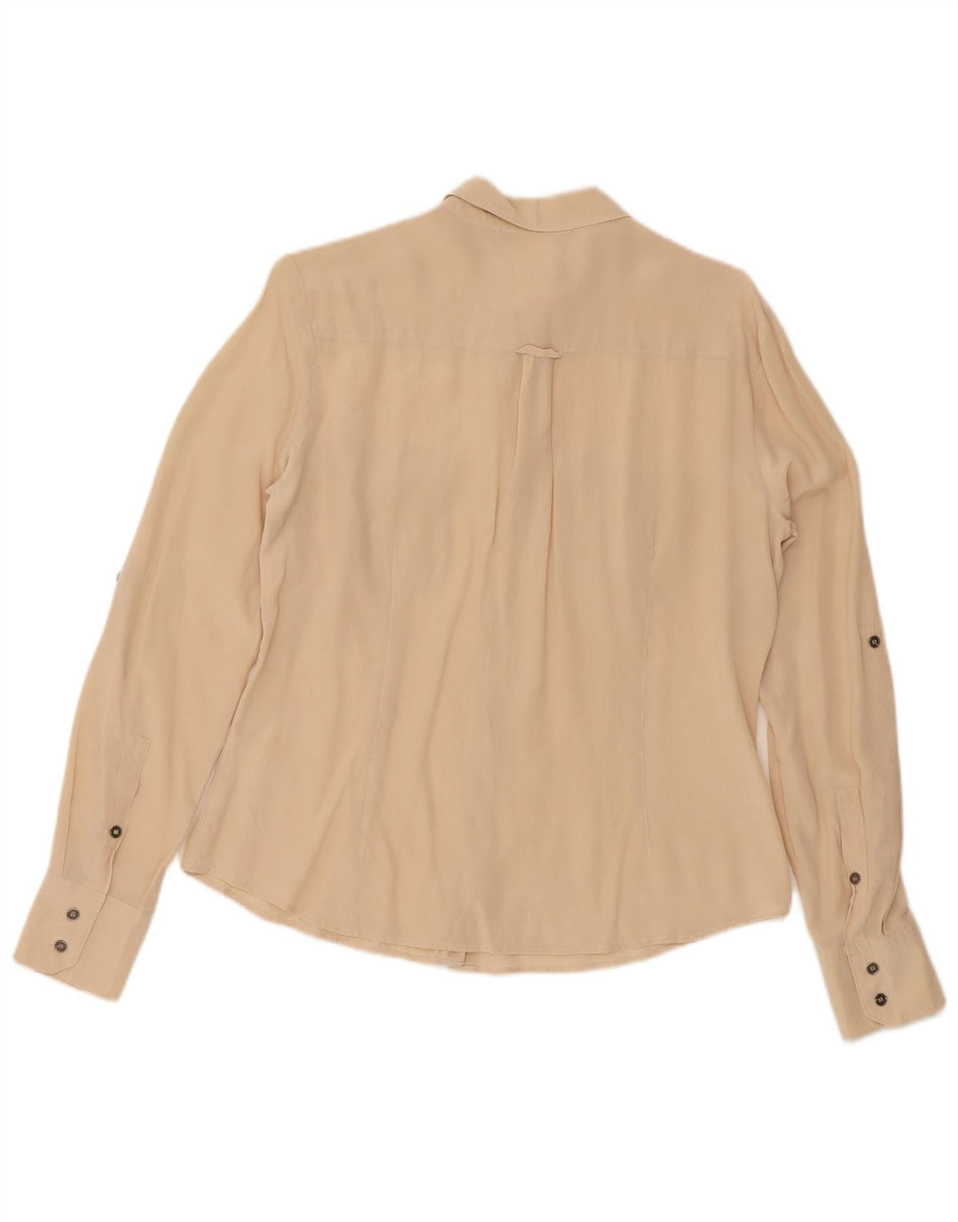 Max Mara Damen Langarm-Militärhemd, groß, beige, Seide