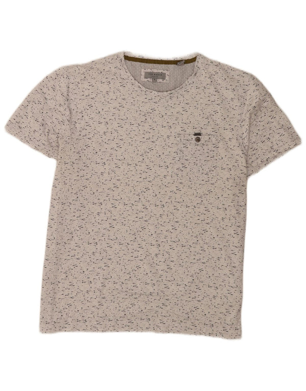 Ted Baker Herren T-Shirt Top Größe 5 XL weiß gesprenkelte Baumwolle