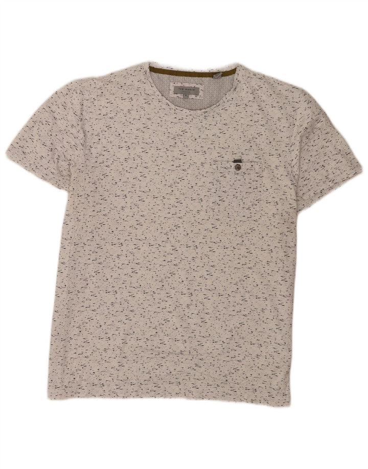 Ted Baker Herren T-Shirt Top Größe 5 XL weiß gesprenkelte Baumwolle
