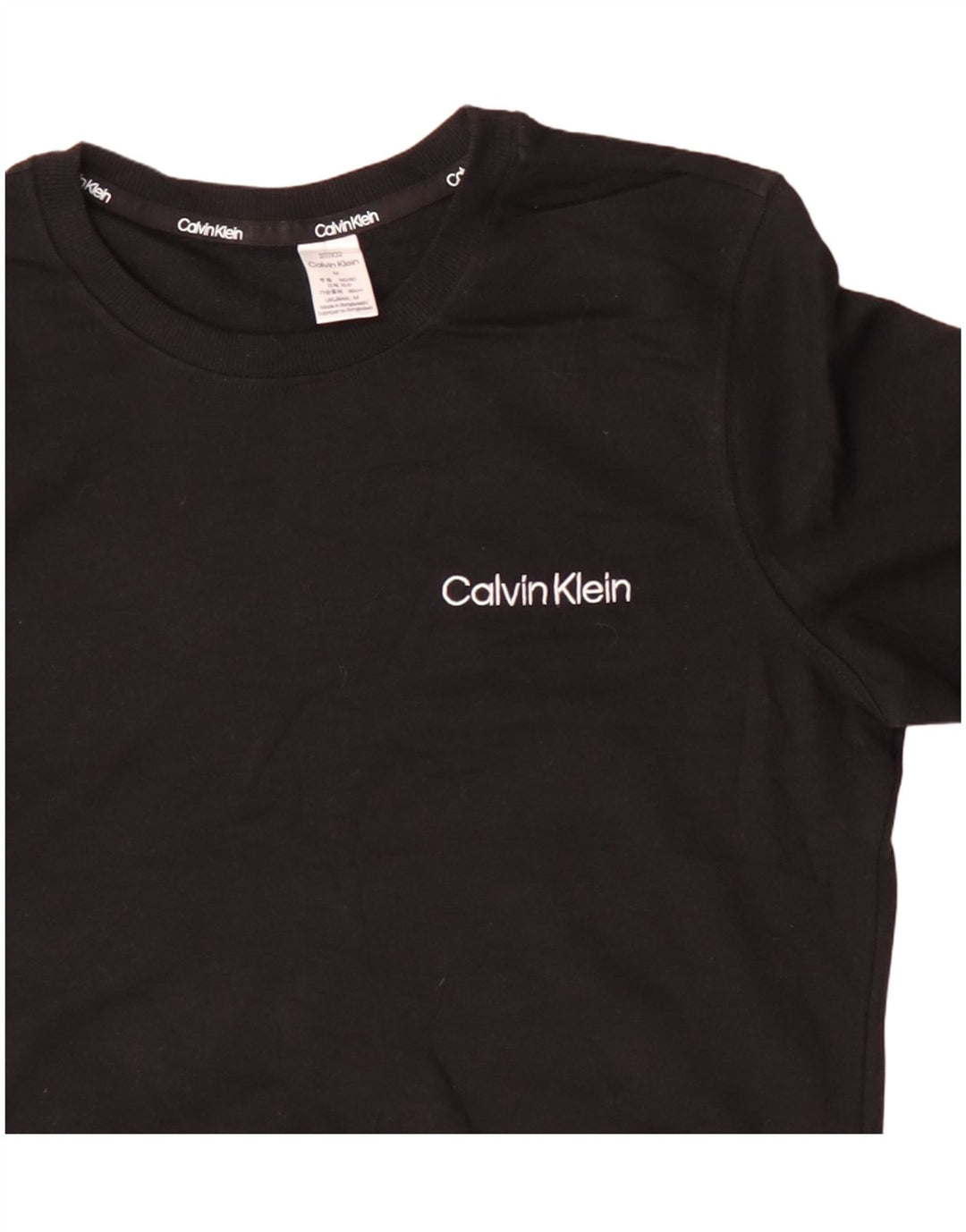 CALVIN KLEIN Damen Sweatshirt Pullover UK 14 Mittelschwarze Baumwolle