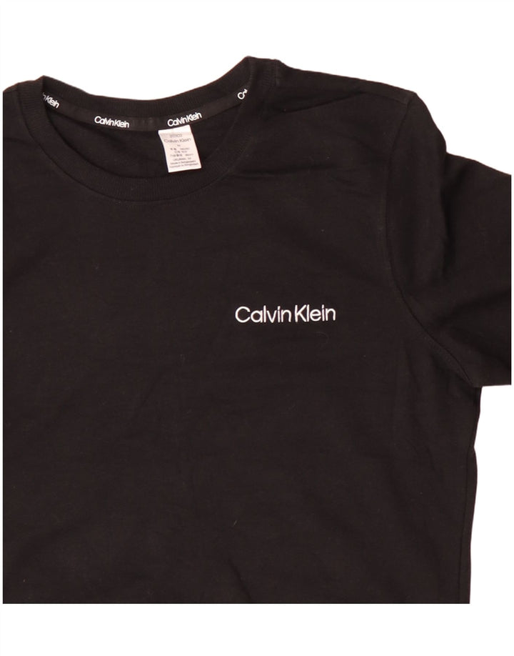 CALVIN KLEIN Damen Sweatshirt Pullover UK 14 Mittelschwarze Baumwolle
