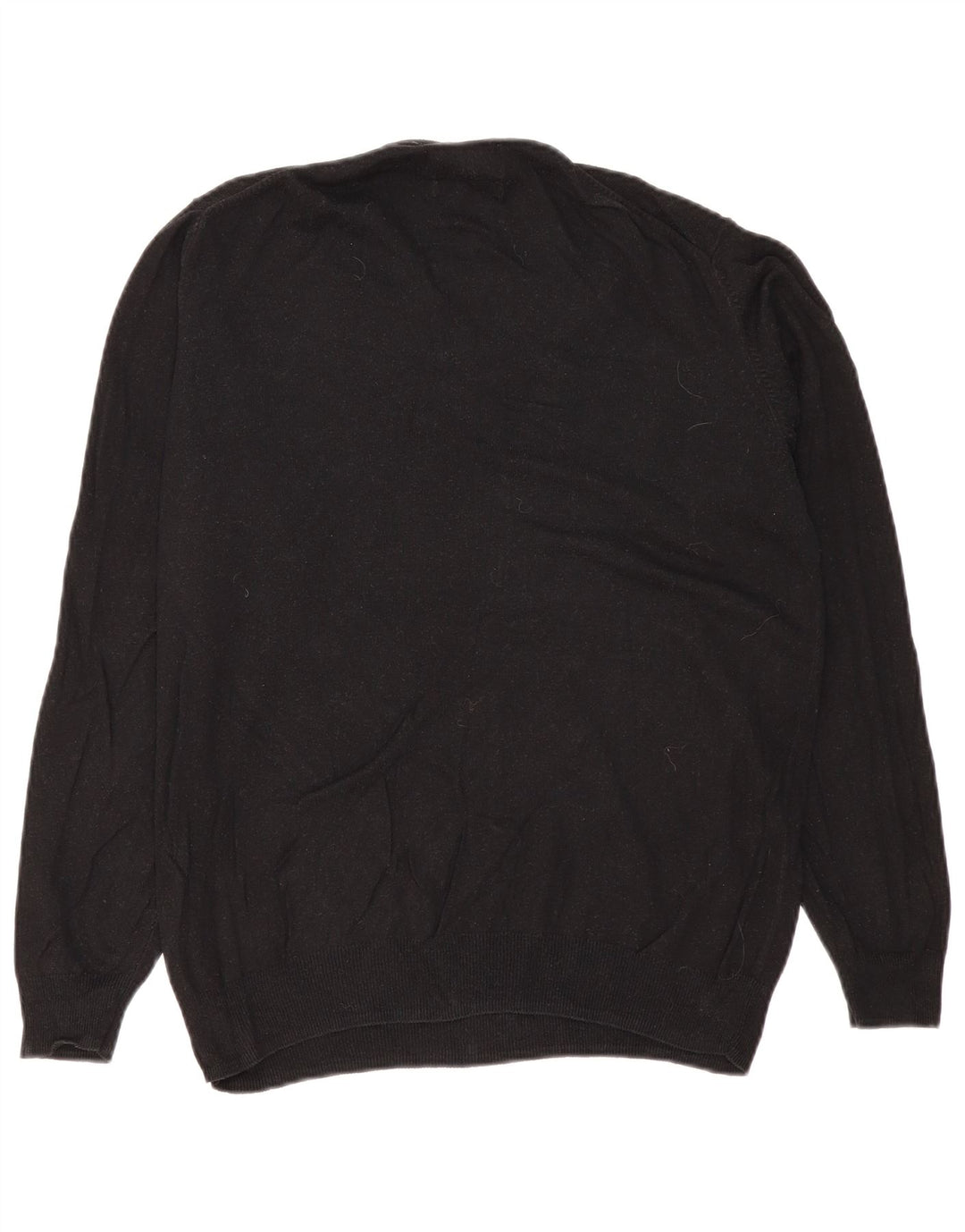 Marks & Spencer Herren-Pullover mit normaler Passform und V-Ausschnitt aus mittelschwarzer Baumwolle