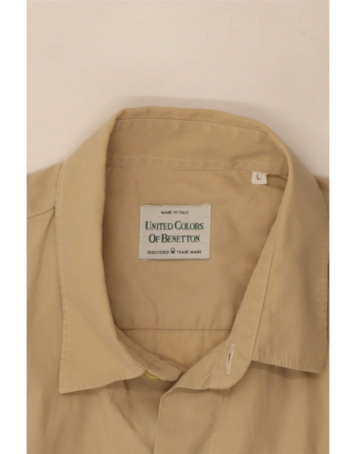 Benetton Herren Kurzarmhemd Large Beige