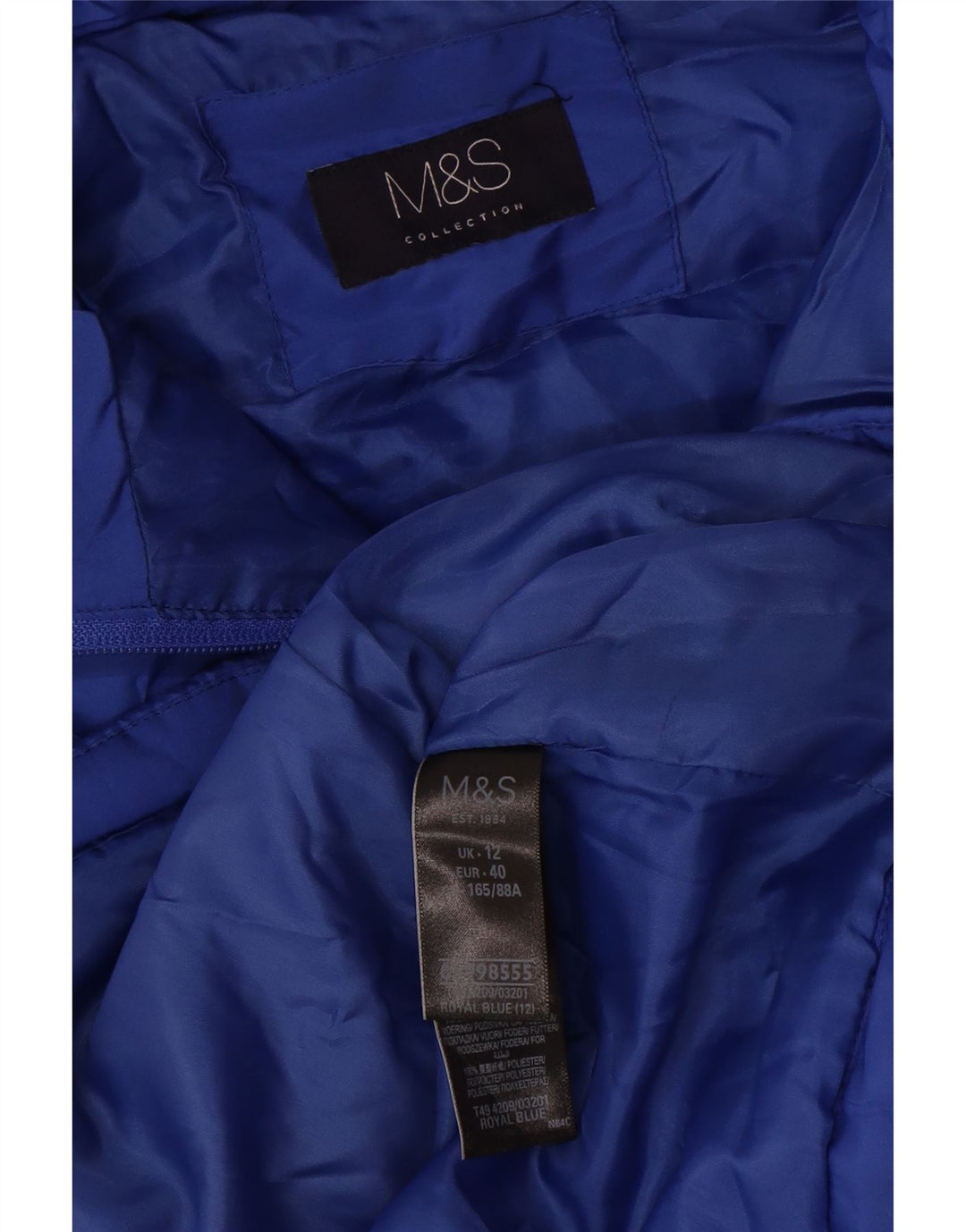 Marks & Spencer Damen Wattierte Weste UK 12 Mittelblaues Polyester