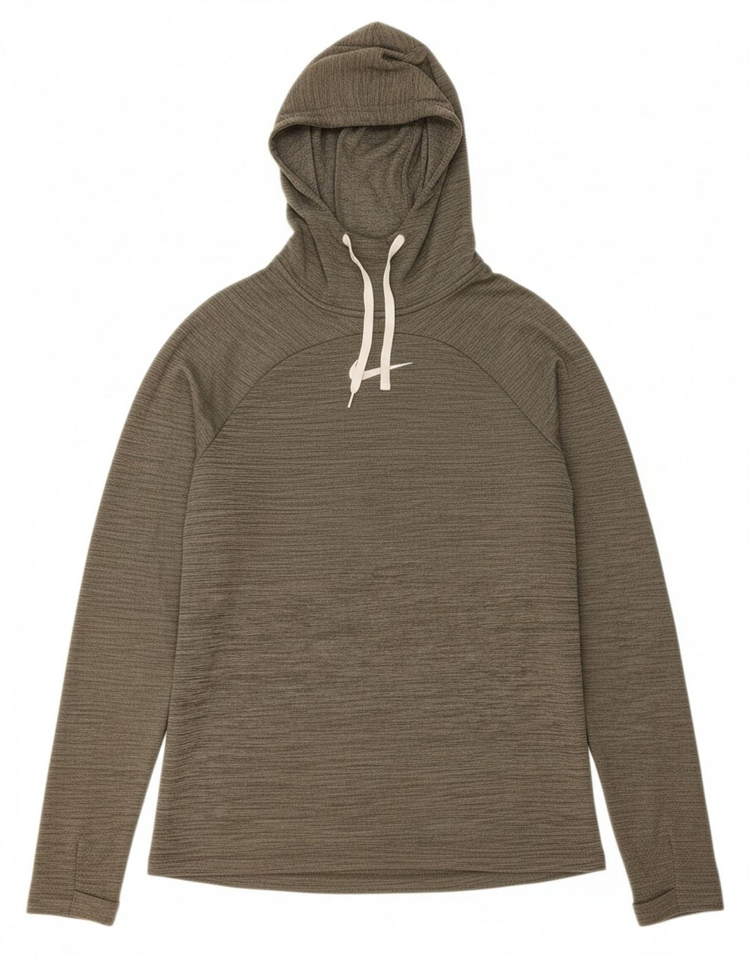 NIKE Mens Dri Fit Hooded Top Long Sleeve Medium Grey Flecked Polyester