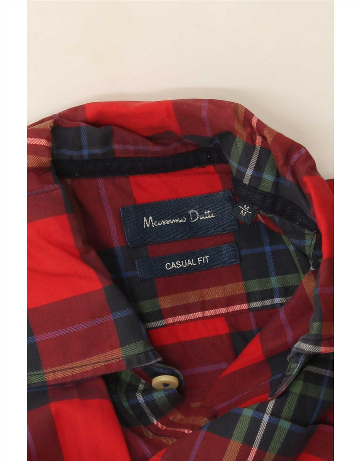 Massimo Dutti Herren-Hemd mit lässiger Passform, Mittelrot kariert