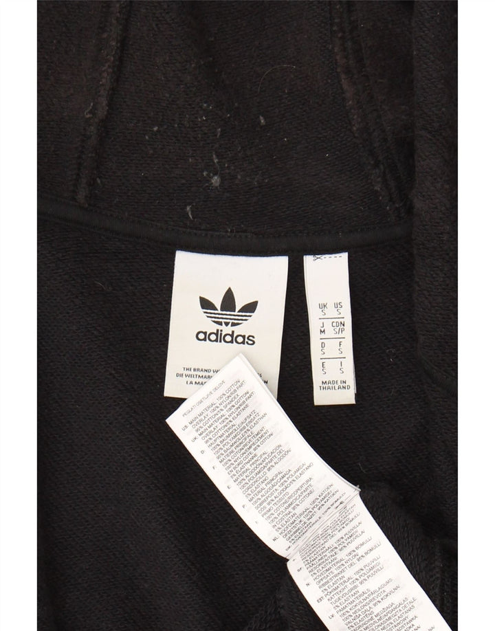 ADIDAS Mens Zip Hoodie Sweater Small Black Cotton