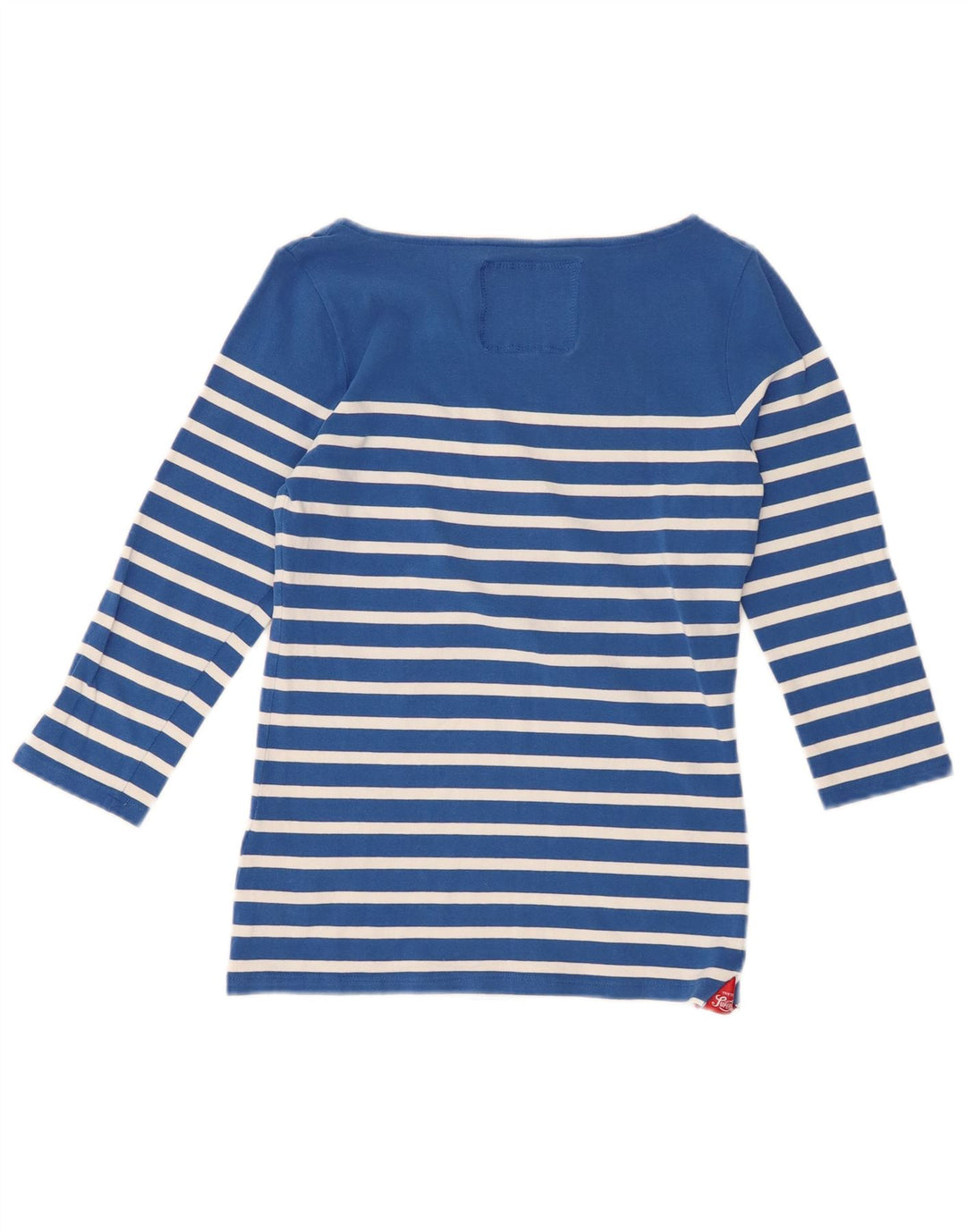 SUPERDRY Damen-Top mit perfekter Passform, 3/4-Ärmel, UK 12, Mittelblau gestreift