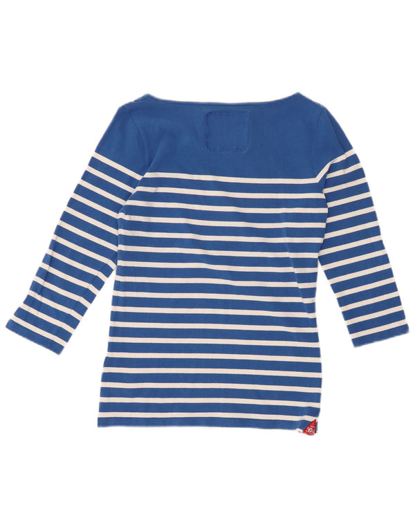 SUPERDRY Damen-Top mit perfekter Passform, 3/4-Ärmel, UK 12, Mittelblau gestreift