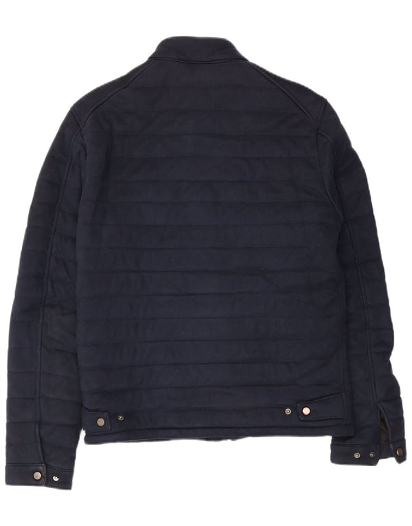 Zara Herren Wattierte Jacke UK 36 Small Marineblau Polyester