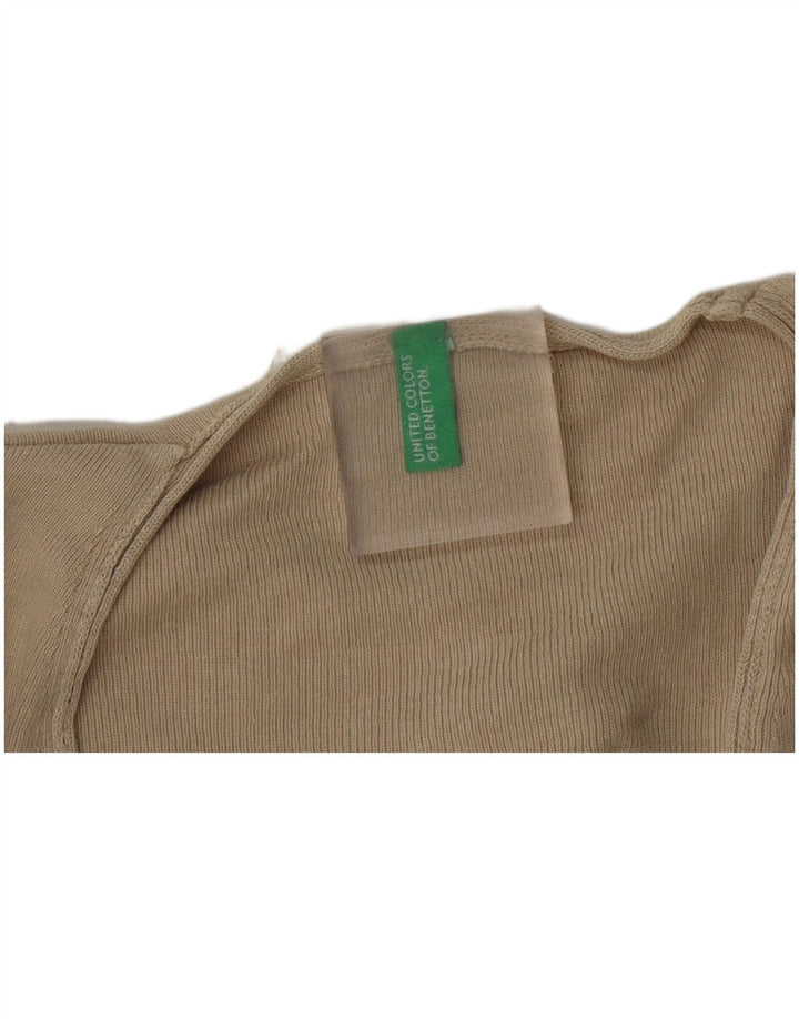 Benetton Damen-Pullover mit V-Ausschnitt, Gr. 8, Beige