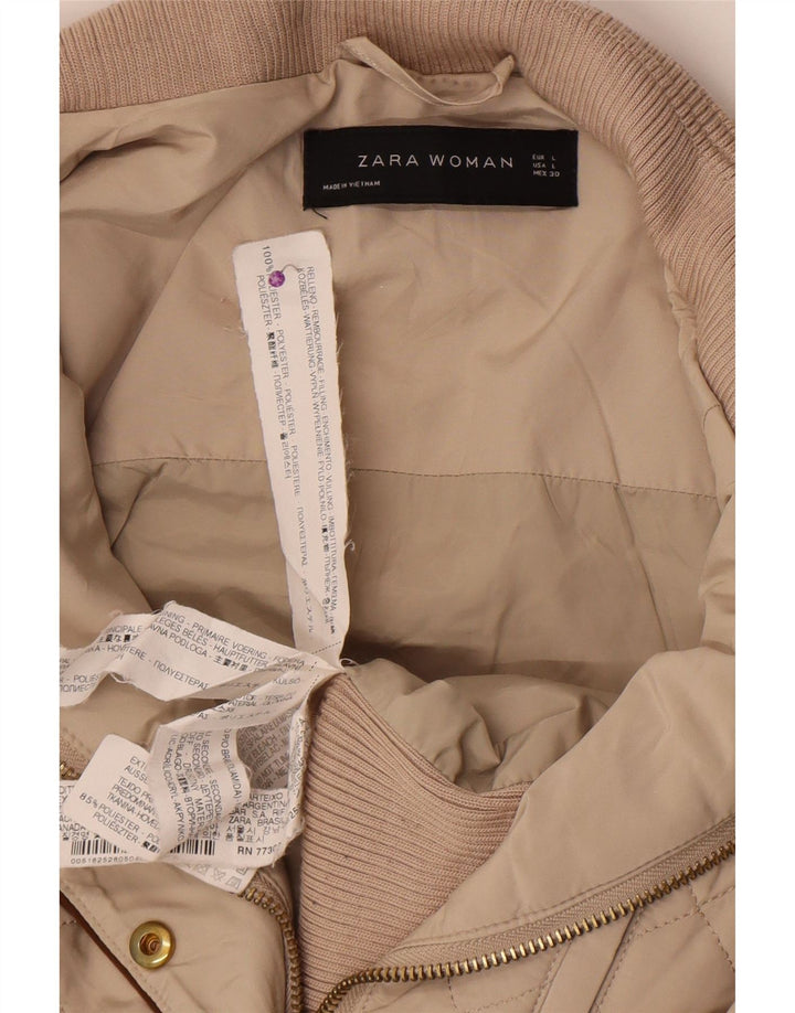 Zara Damen Steppjacke UK 14 Large Beige Polyester