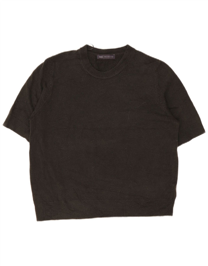 Marks & Spencer Damen-Pullover mit Rundhalsausschnitt, Gr. 42, Größe L, Schwarz