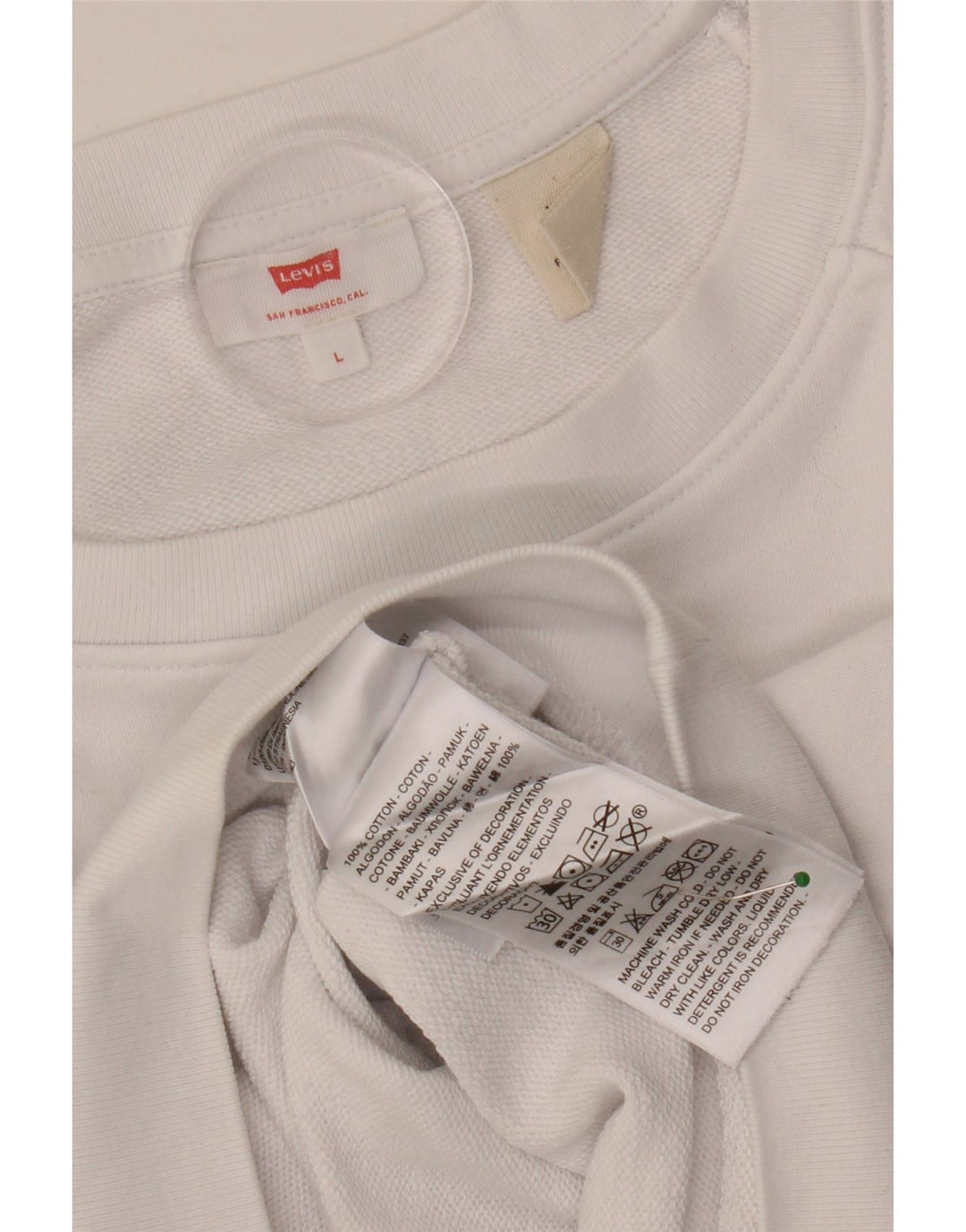 LEVI'S Damen-Sweatshirt in Übergröße mit Grafik, UK-Größe 40, Größe L, weiße Baumwolle