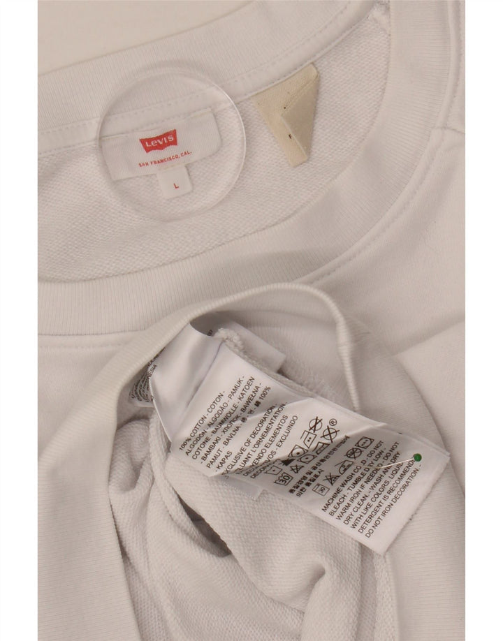 LEVI'S Damen-Sweatshirt in Übergröße mit Grafik, UK-Größe 40, Größe L, weiße Baumwolle