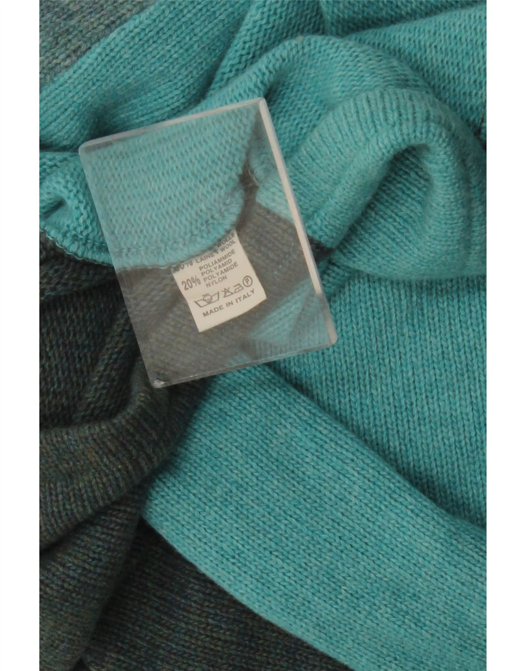 VINTAGE Damen-Pullover mit U-Boot-Ausschnitt, UK 16, große grüne Colourblock-Wolle