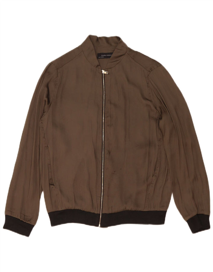 Übergroße Bomberjacke für Damen von Zara, UK 10, Small, Khaki, Colourblock-Polyester