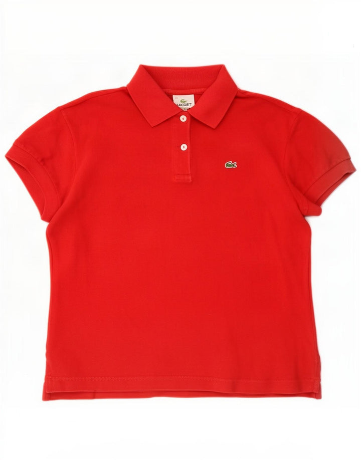 Lacoste Damen Crop Poloshirt Größe 40 Mittelrote Baumwolle