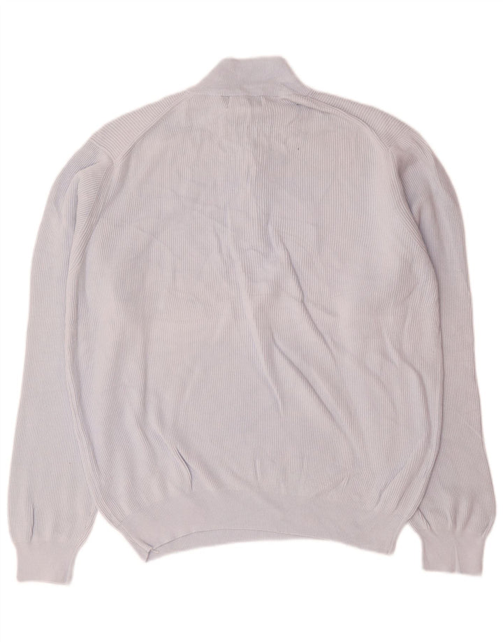 Boggi Herren-Pullover mit Knopfkragen, groß, aus blauer Baumwolle