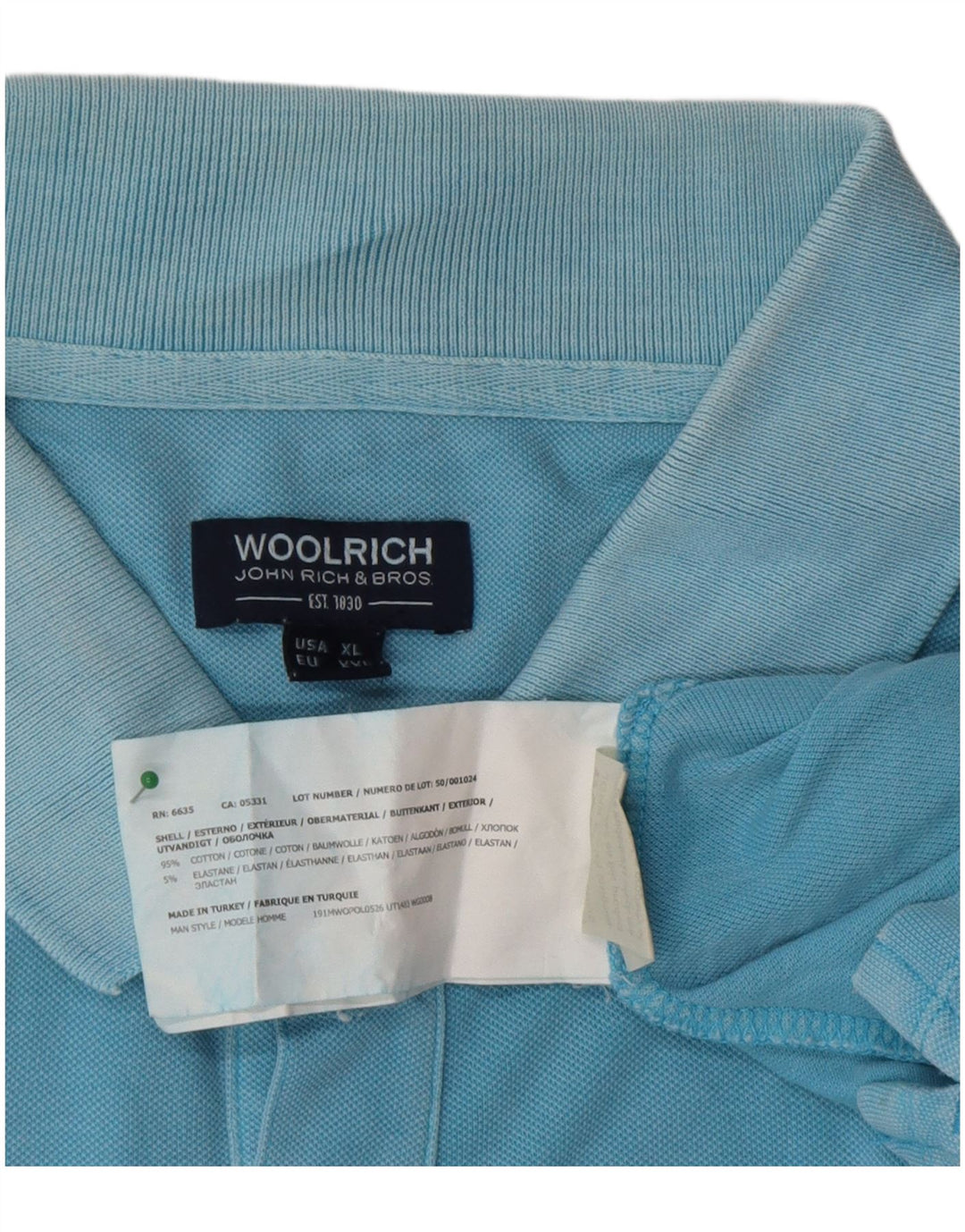 Woolrich Herren Poloshirt 2XL Blaue Baumwolle