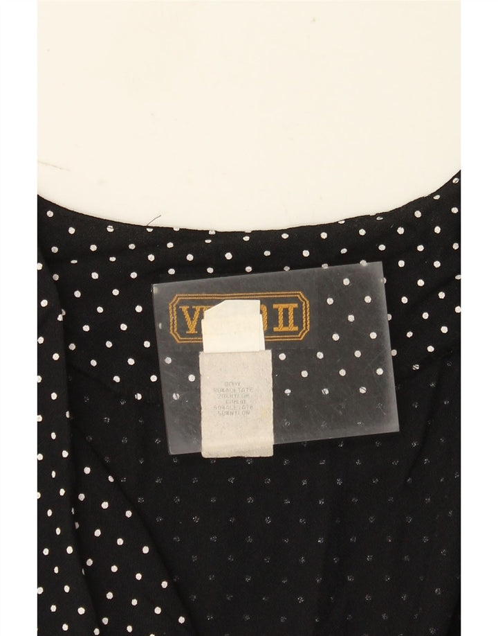 Vintage Damen Ärmelloser Overall UK 12 Medium Schwarz Polka Dot Acetat