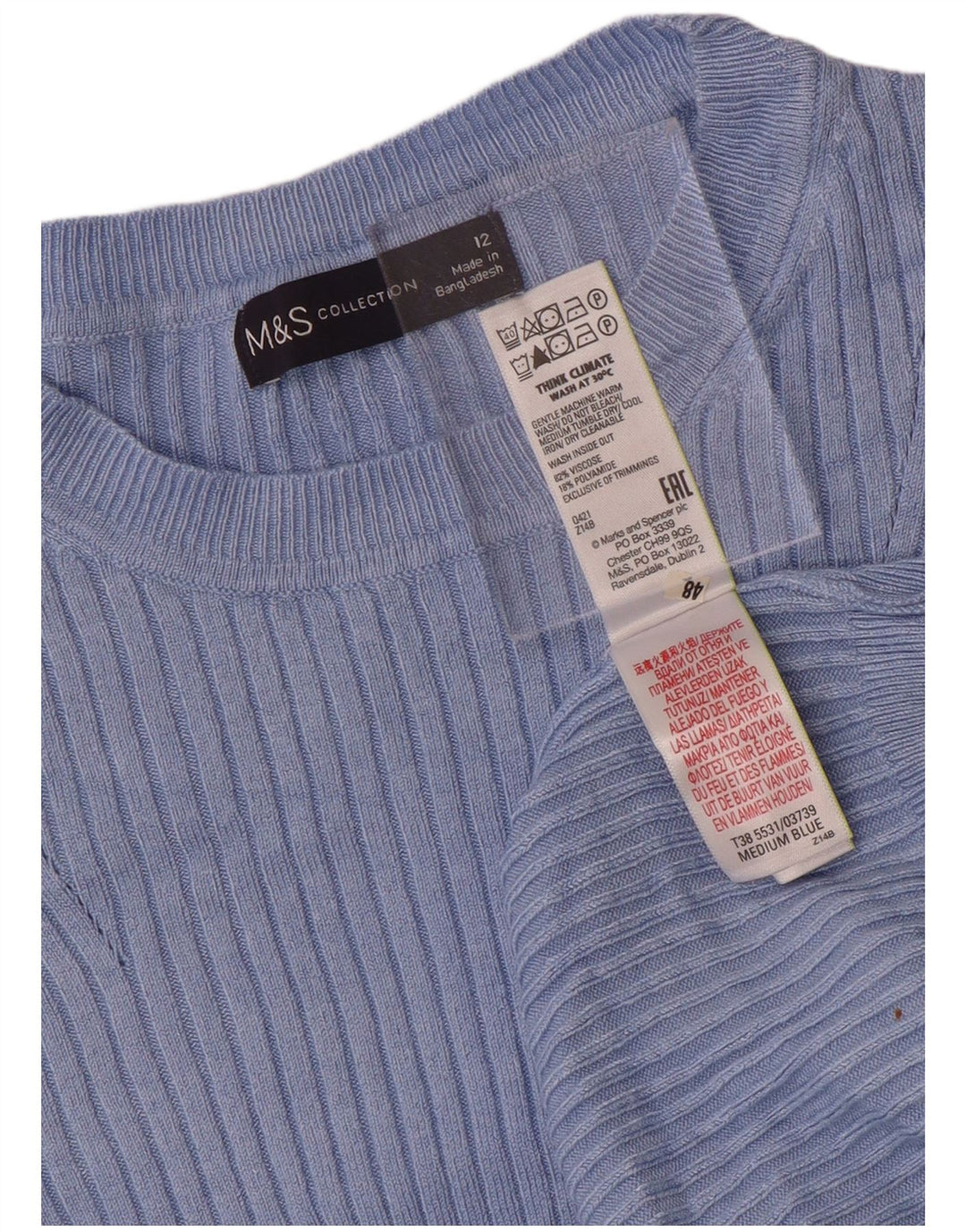 Marks & Spencer Damen-Pullover mit U-Boot-Ausschnitt, Gr. 12, Mittelblau