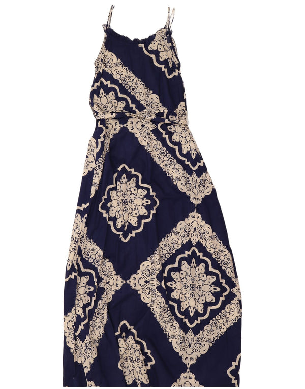 Tommy Hilfiger Rüschen-Maxikleid für Damen, UK 12, mittelmarineblau, Paisleymuster