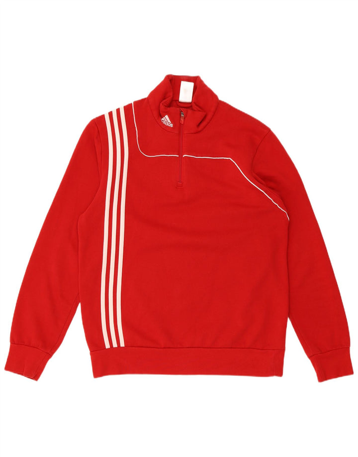 ADIDAS Herren-Sweatshirt mit Reißverschluss am Hals, Mittelrot
