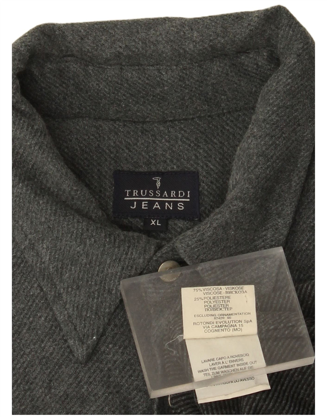 Trussardi Jeans Herren Flanellhemd XL Graue Viskose