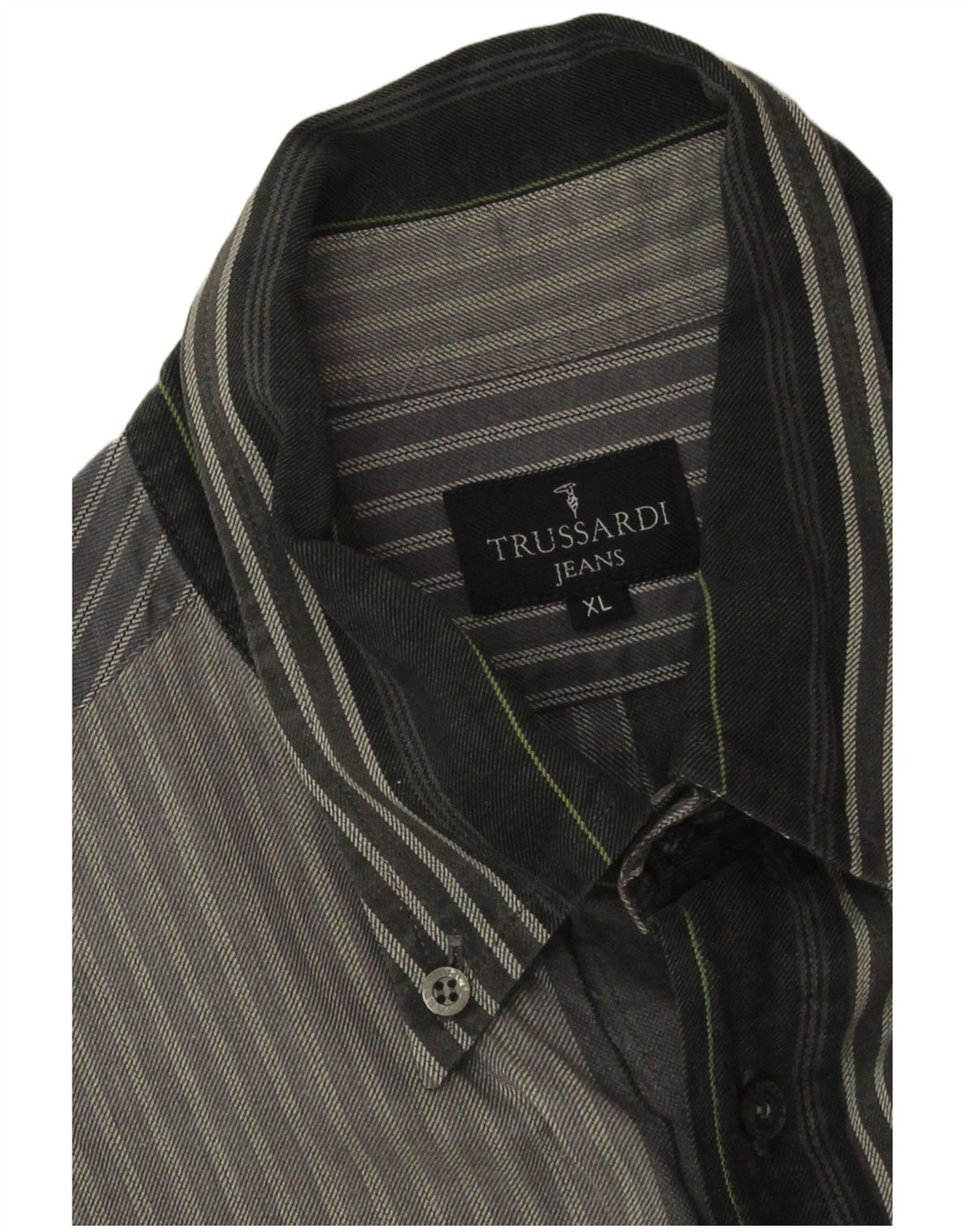 Trussardi Jeans Herrenhemd XL grau gestreift aus Baumwolle