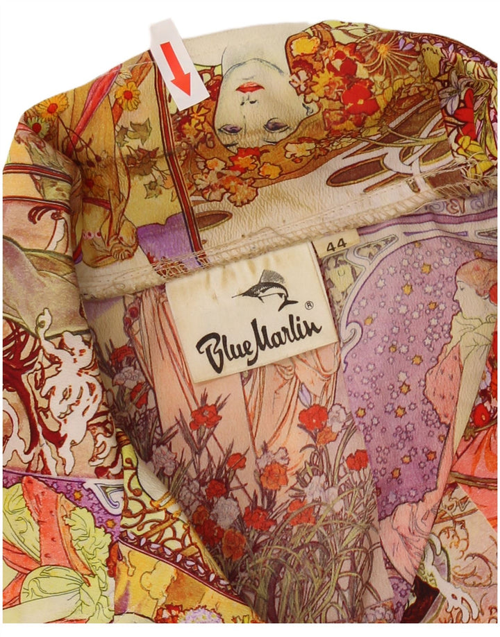 VINTAGE Damen Blazer mit grafischer 4-Knopf-Blazer-Jacke IT 44 Medium Mehrfarbig