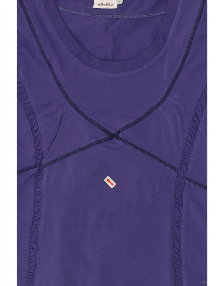 ELLESSE Womens Blouse Top UK 14 Large Blue Cotton Vintage Ellesse and Second-Hand Ellesse from Messina Hembry 
