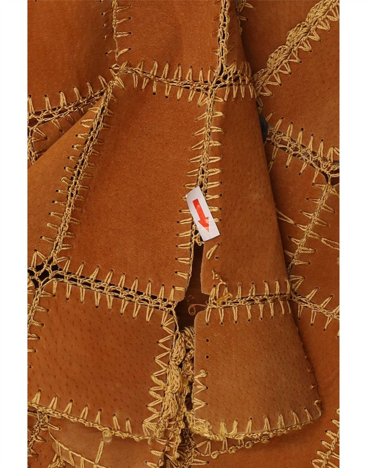Vintage Damen Wildlederweste XL Braun Patchwork