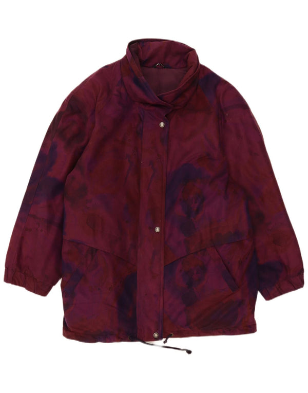 Vintage Damen Windjacke UK 18 XL Burgund Floral Polyester