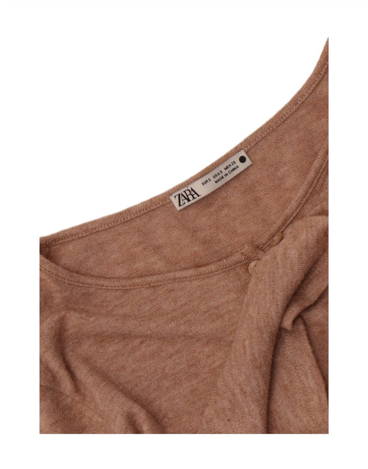 Zara Damen Crop Top UK 8 Small Beige meliert