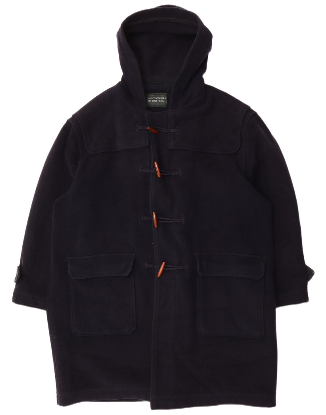BENETTON Herren-Dufflecoat mit Kapuze IT 54 2XL Marineblaue Wolle