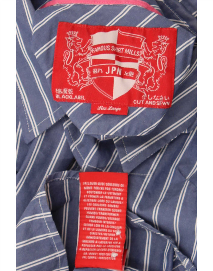 Superdry Damen-Hemd aus Baumwolle, groß, blau gestreift, klassisch