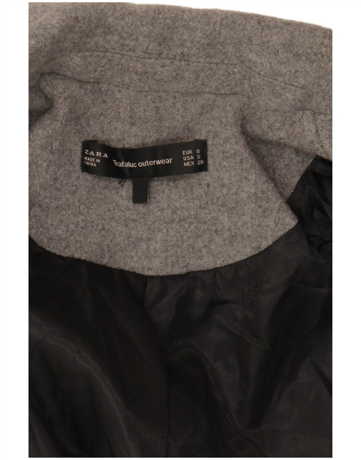 ZARA Damen Zweireihiger Mantel UK 10 Small Grau