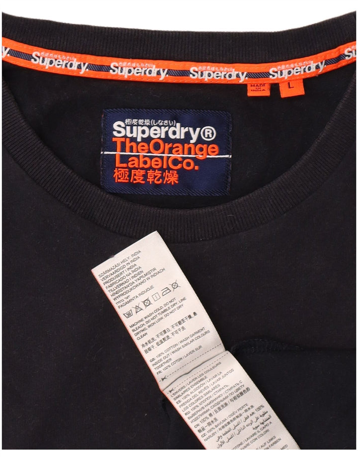 SUPERDRY Herren-T-Shirt-Oberteil, groß, schwarz, Baumwolle, klassisch