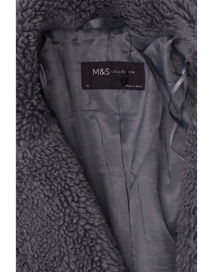 Marks & Spencer Damen Übergroßer Kunstpelzmantel UK 12 Mittelgrau