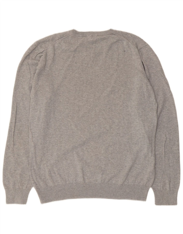 Crew Clothing Herren-Pullover mit V-Ausschnitt, Größe L, Baumwolle, Grau