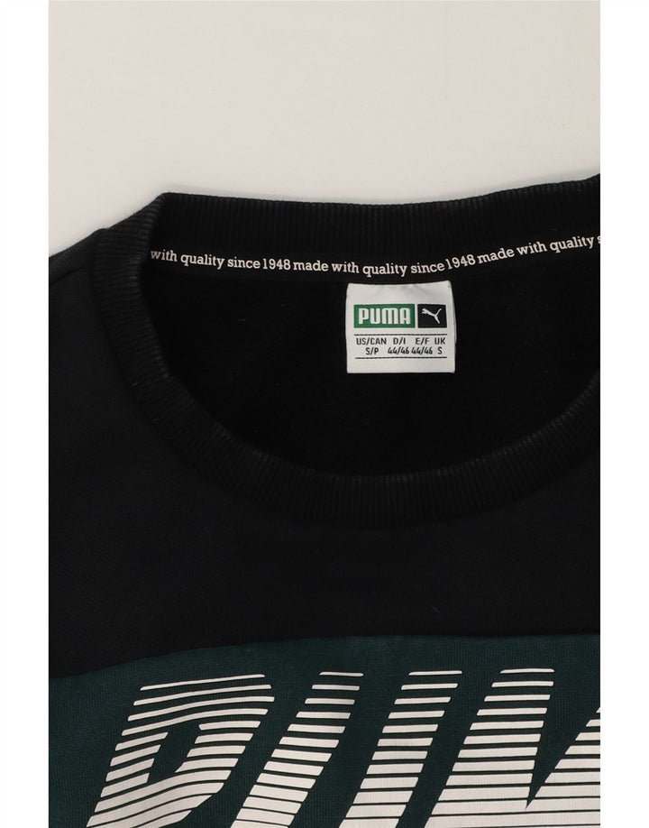 Puma Herren-Sweatshirt mit Grafik, Größe S, Schwarz, Farbblock