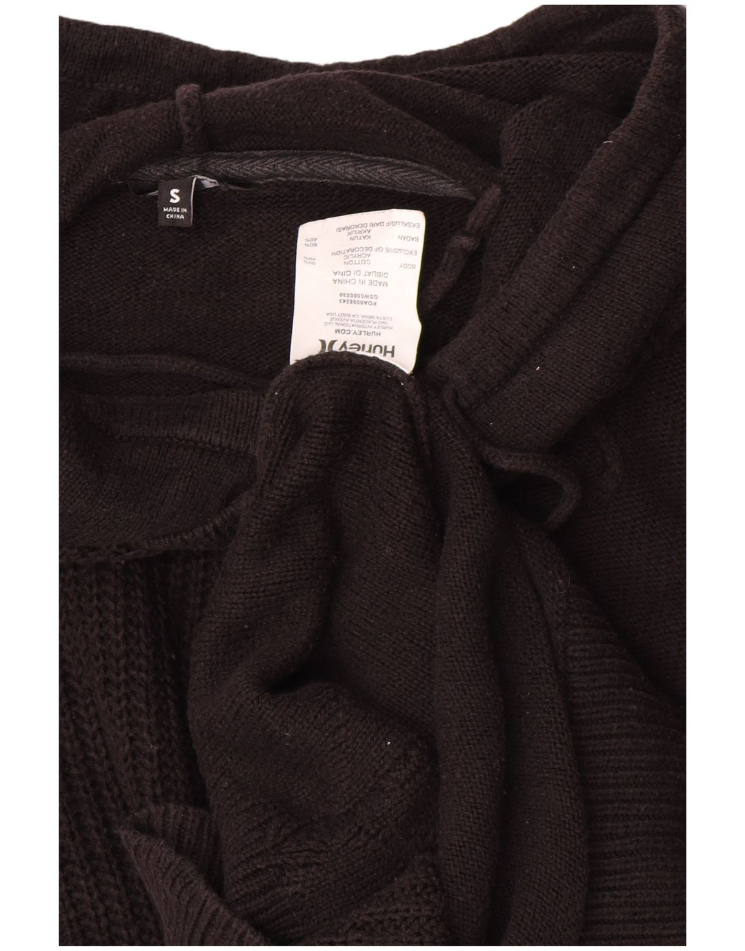 Hurley Damen-Pullover in Übergröße, Gr. 10, Größe S, Schwarz, Baumwolle