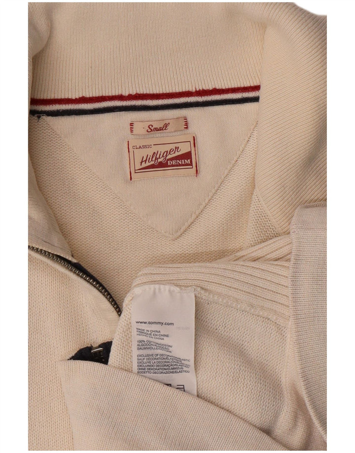 Tommy Hilfiger Herren-Cardigan, Größe S, cremefarbene Baumwolle