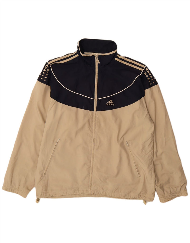 Adidas Herren-Trainingsanzug-Top-Jacke, groß, beige, Colourblock-Polyester