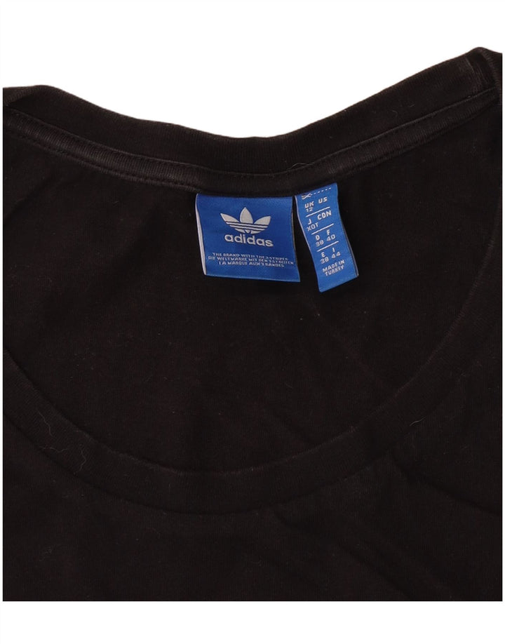Adidas Damen Crop Graphic Vest Top UK 12 Medium Schwarz
