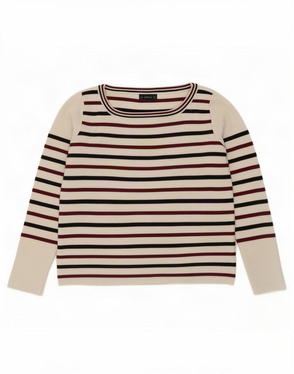 Zara Womens Crop Top Long Sleeve UK 12 Medium White Striped