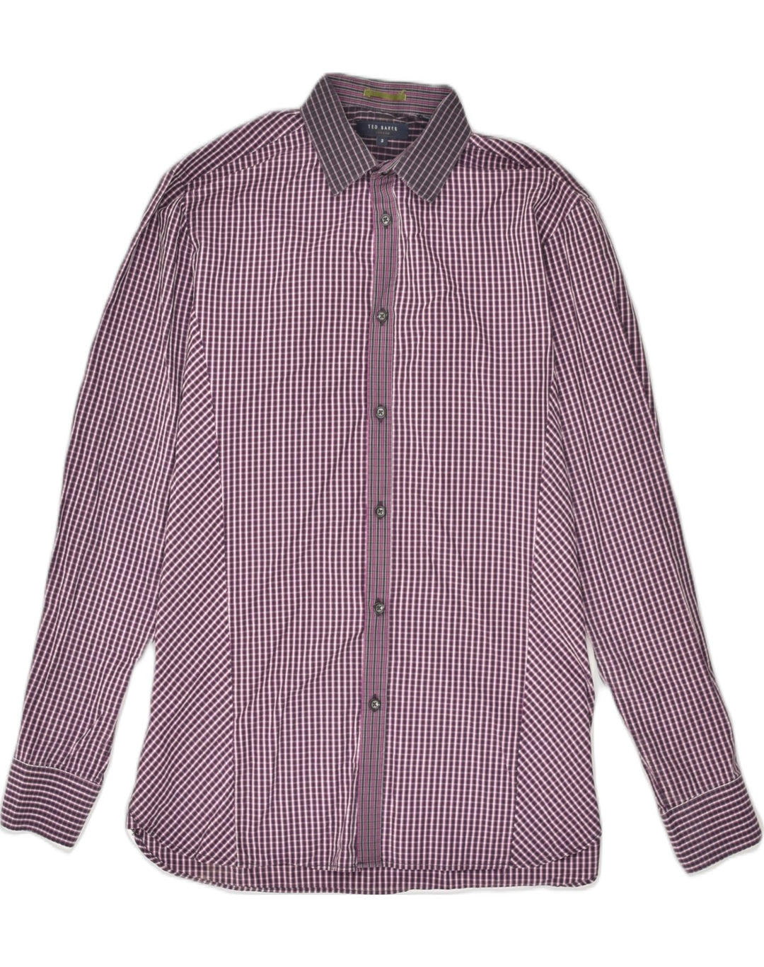TED BAKER Mens Shirt Size 3 Medium Purple Check Cotton | Vintage Ted Baker | Thrift | Second-Hand Ted Baker | Used Clothing | Messina Hembry 