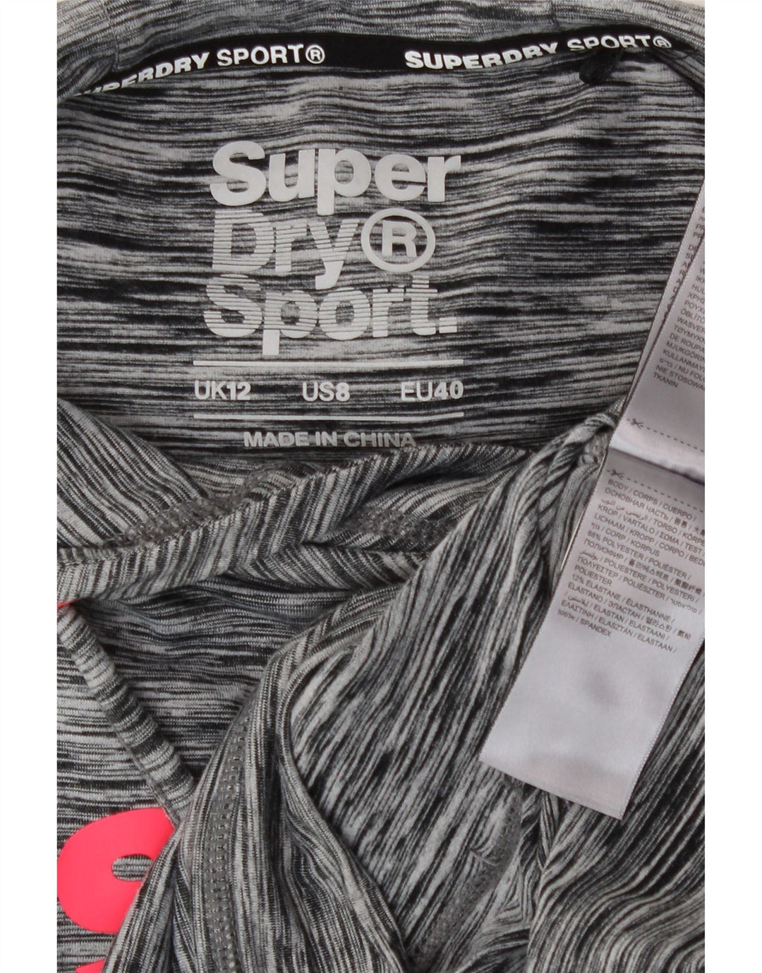 Superdry Graphic Hoodie-Pullover für Damen, UK 12, Mittelgrau geflecktes Polyester