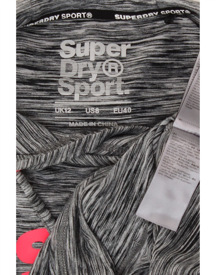 Superdry Graphic Hoodie-Pullover für Damen, UK 12, Mittelgrau geflecktes Polyester